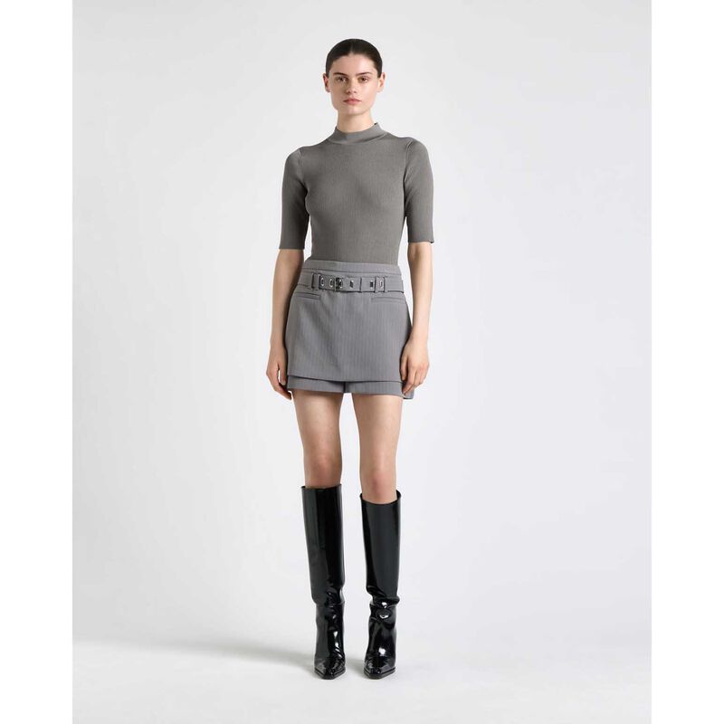 Cue Shiny Rib Elbow Sleeve Knit image number 7
